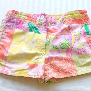 Lilly Pulitzer vintage girls sz 4 patchwork preppy shorts frog fish summer beach